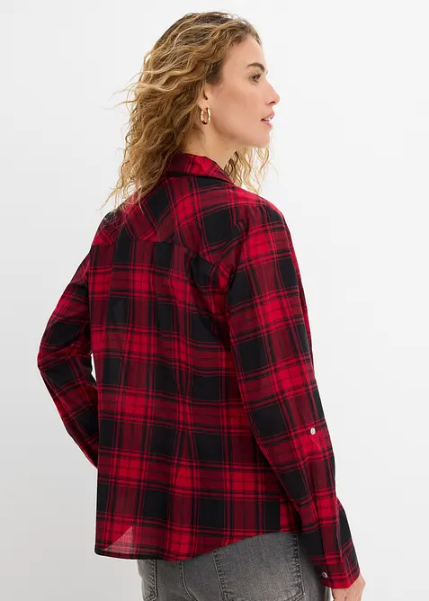 Karierte Hemdbluse aus reiner Baumwolle, bonprix