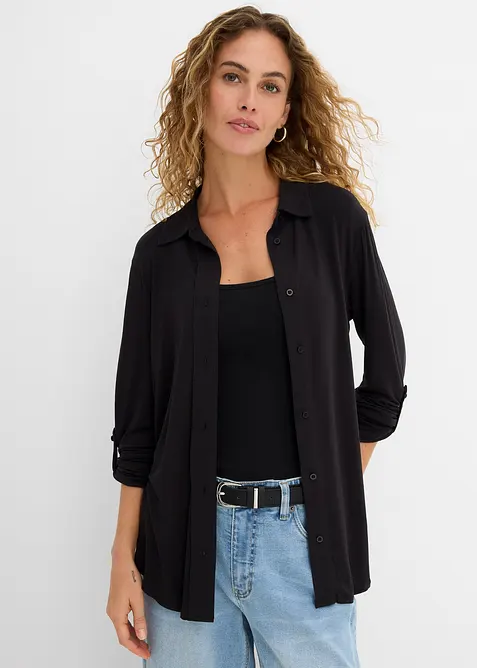 Jersey-Shirtbluse, lang, bonprix