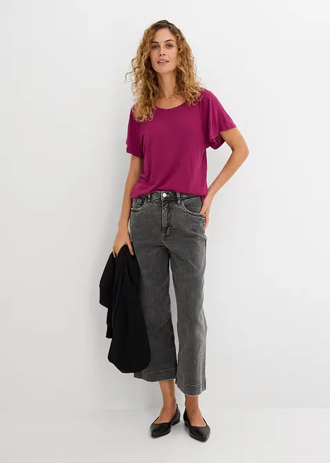 Flammgarn-Shirt mit Fl&uuml;gel&auml;rmeln, bonprix