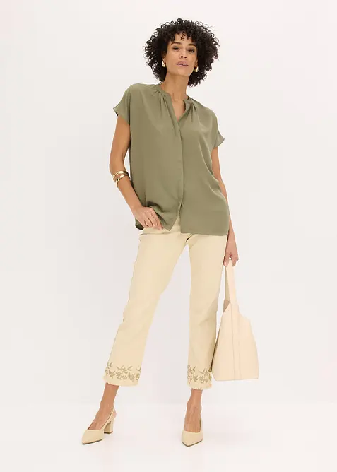 Kurzarmbluse mit verdeckter Knopfleiste, bonprix