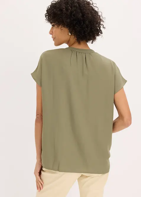 Kurzarmbluse mit verdeckter Knopfleiste, bonprix