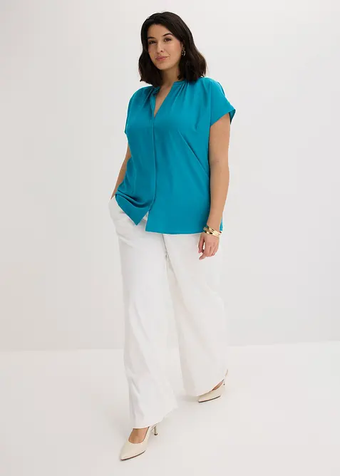 Kurzarmbluse mit verdeckter Knopfleiste, bonprix