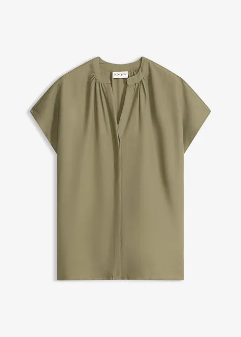 Kurzarmbluse mit verdeckter Knopfleiste, bonprix