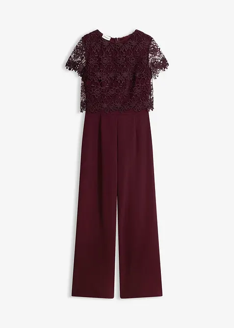 Jumpsuit aus softem Scuba mit Spitze, bonprix