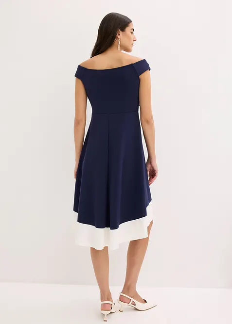 Robe &agrave; col Bardot et d&eacute;tail n&oelig;ud, bonprix