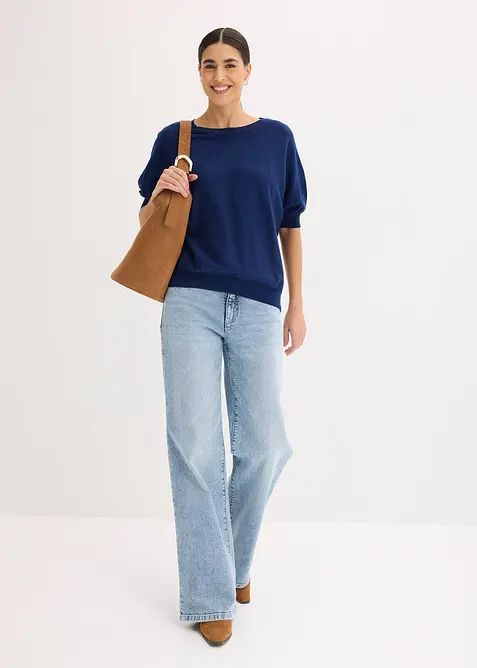 Pull en fine maille de coton m&eacute;lang&eacute;, bonprix