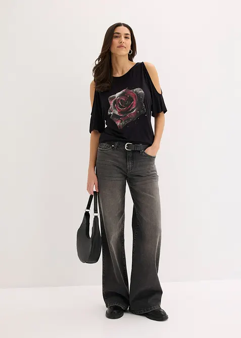 Cold-Shoulder-Shirt aus Viskose, bonprix