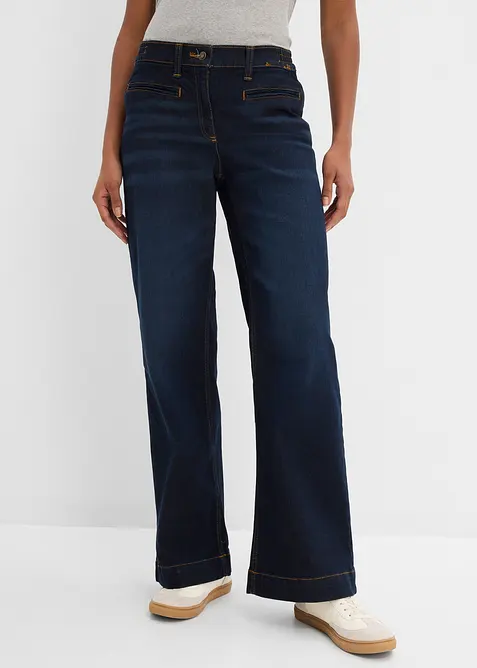 Wide Leg Jeans Mid Waist, Bequembund, bonprix