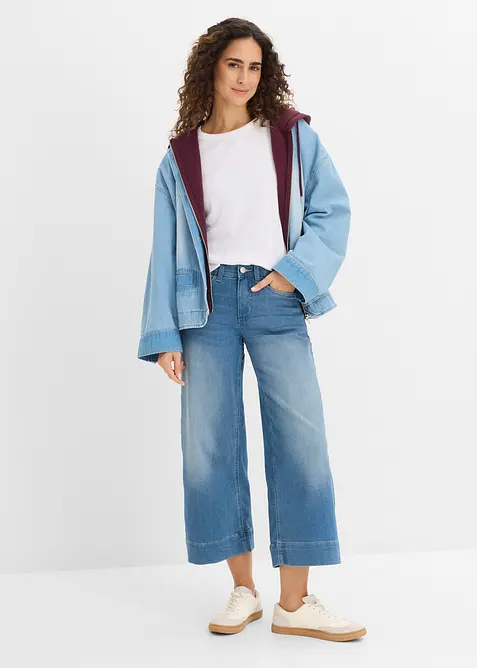 Jupe-culotte 7/8 en jean extensible ultra-doux, bonprix