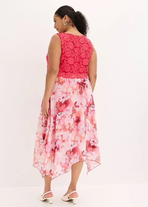 Robe en mousseline avec dentelle, bonprix