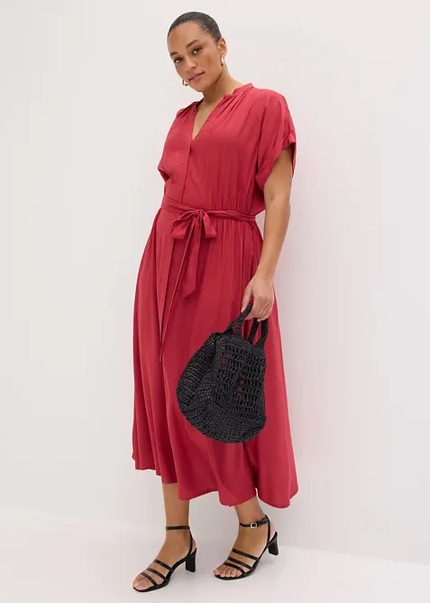 Hemdblusenkleid aus flie&szlig;ender Viskose, bonprix