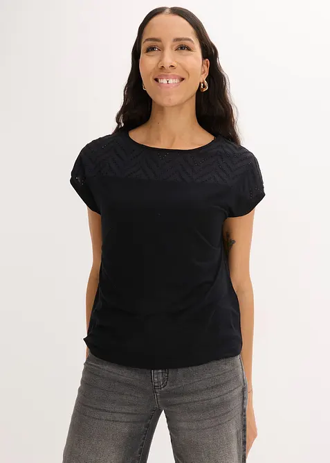 T-shirt en dentelle, en viscose douce, bonprix