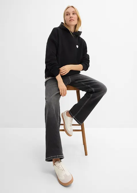 Sweat &agrave; capuche doux en coton m&eacute;lang&eacute;, bonprix