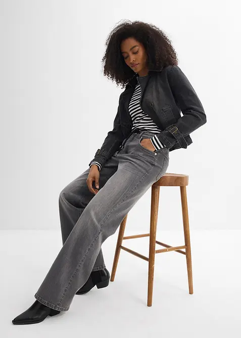 Jean droit loose, taille haute, bonprix