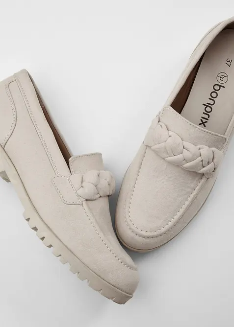 Mocassins chunky &agrave; d&eacute;tails tress&eacute;s, bonprix