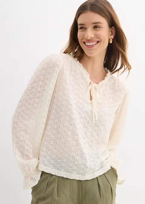 Spitzenshirt mit Ballon&auml;rmel, bonprix