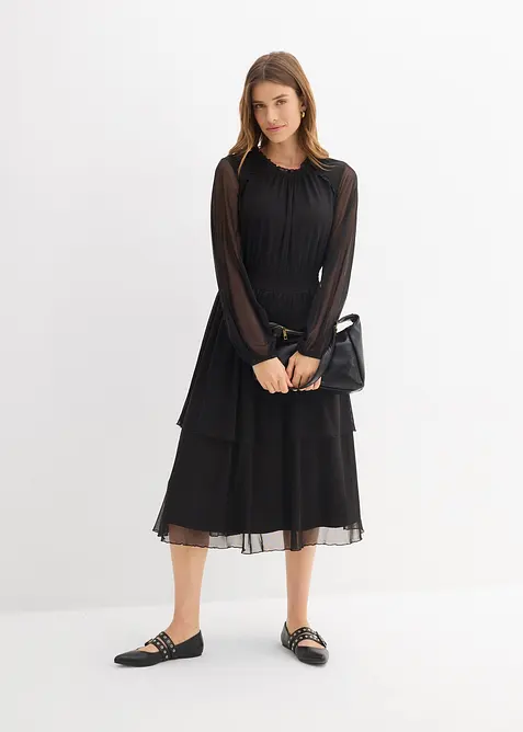 Jerseykleid aus feinem Mesh, bonprix