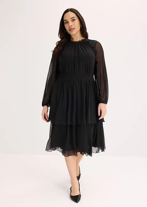 Jerseykleid aus feinem Mesh, bonprix