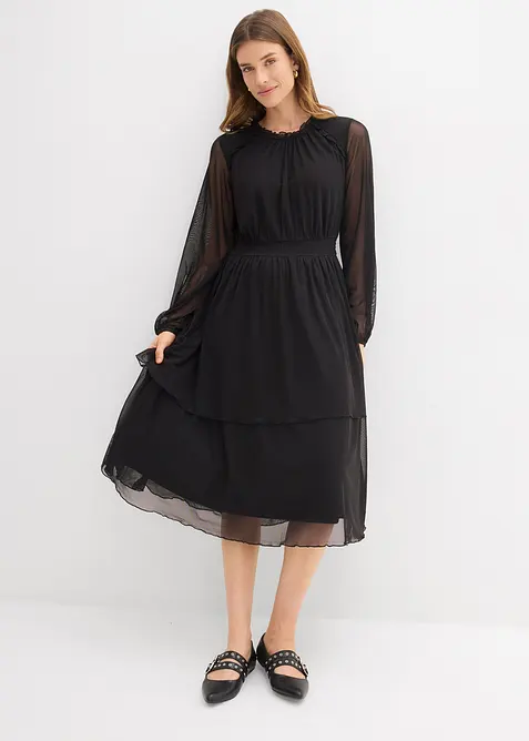 Jerseykleid aus feinem Mesh, bonprix