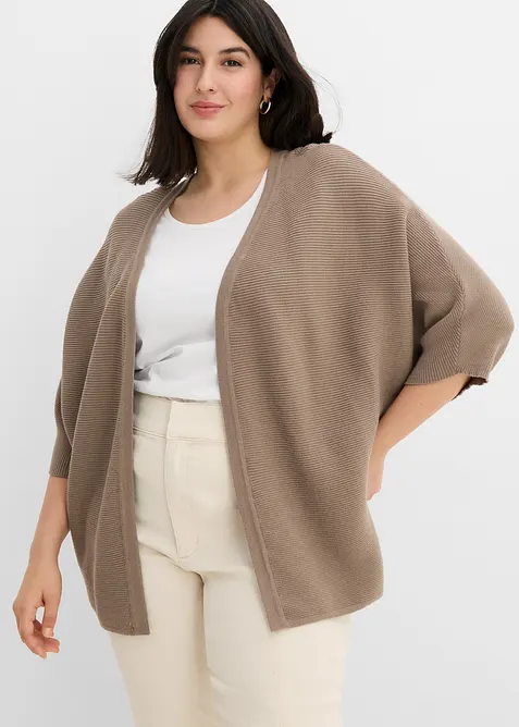 Gilet oversize en maille c&ocirc;tel&eacute;e, bonprix