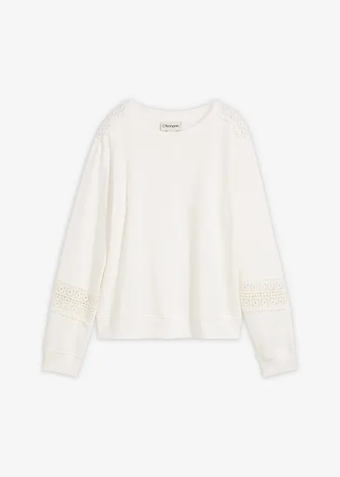 Sweat avec d&eacute;tails crochet, bonprix