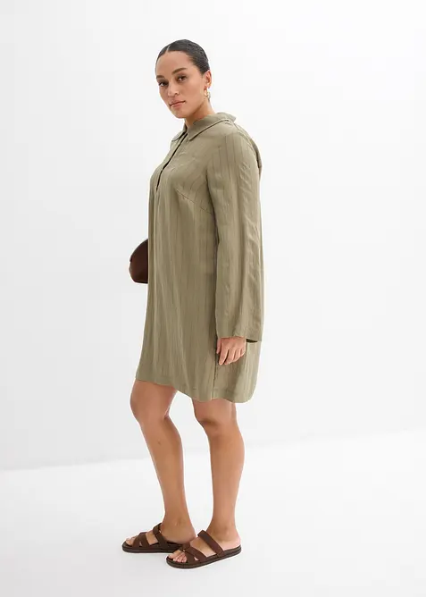 Robe fluide &agrave; col chemise boutonn&eacute;, bonprix