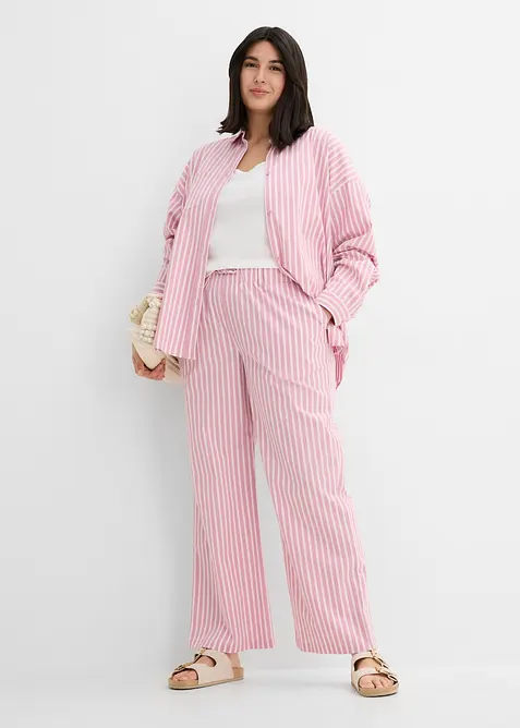 Pantalon palazzo en popeline de coton, bonprix