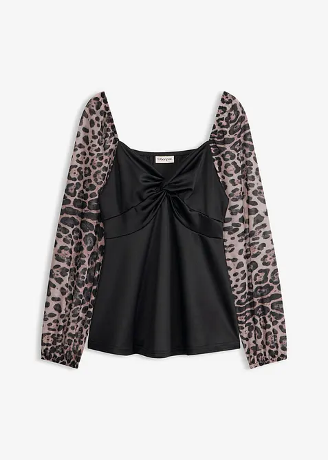 Langarmshirt mit Mesh-&Auml;rmelm, bonprix