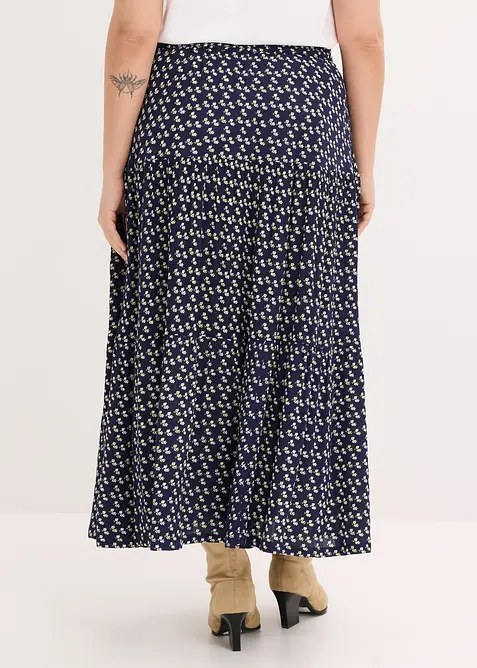 Maxi-Stufenrock aus strukturierter Viskose, bonprix