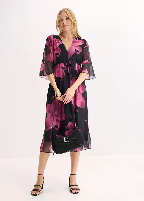 Robe midi &agrave; d&eacute;collet&eacute; plongeant, bonprix
