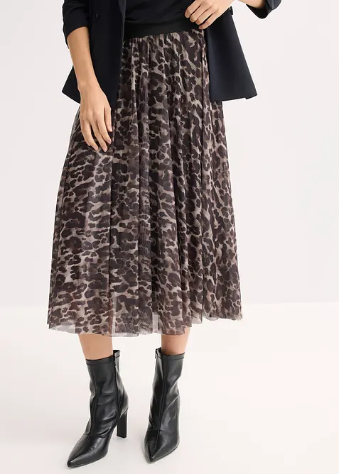 Ausgestellter Midirock mit Mesh, bonprix