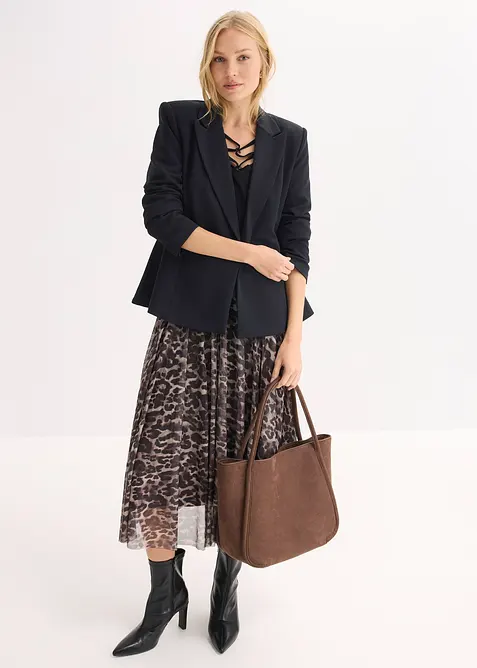 Ausgestellter Midirock mit Mesh, bonprix