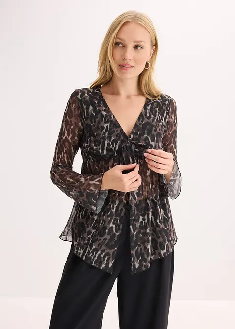 Figurbetontes Blusenshirt aus Mesh, bonprix