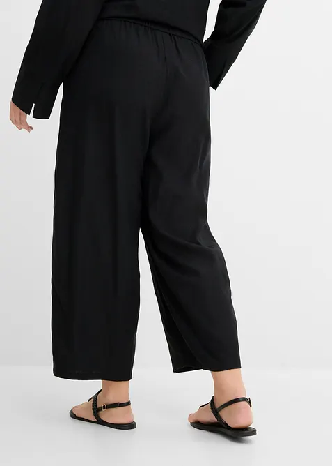 Pantalon barrel l&eacute;ger en lin m&eacute;lang&eacute;, bonprix