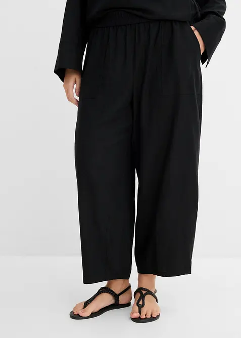 Pantalon barrel l&eacute;ger en lin m&eacute;lang&eacute;, bonprix