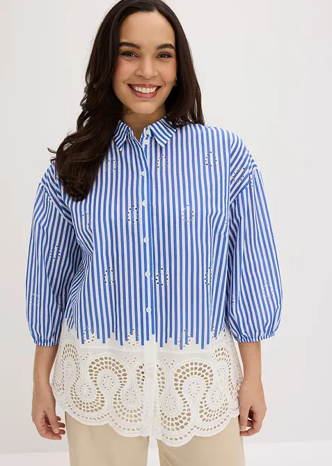 Chemisier oversize &agrave; broderie anglaise, bonprix