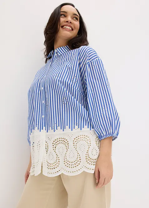 Chemisier oversize &agrave; broderie anglaise, bonprix