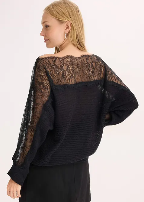 Sommer-Strickpullover mit Spitze, bonprix