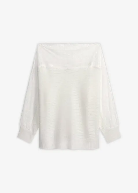 Pull &eacute;paules nues avec dentelle, bonprix