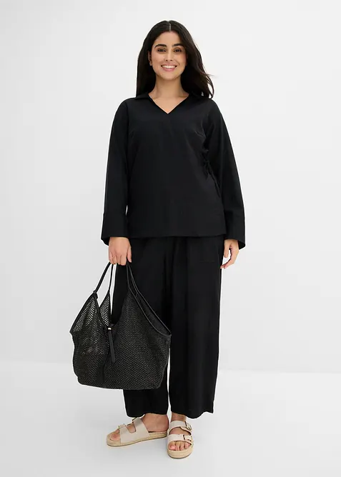 Wickelbluse aus Leinenmix, bonprix