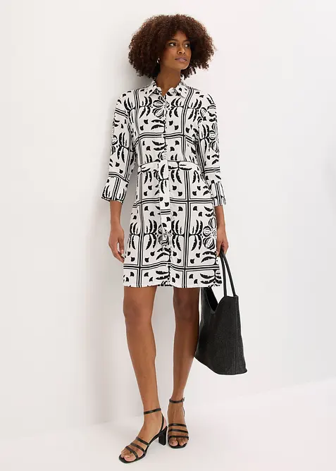 Hemdblusenkleid aus flie&szlig;ender Viskose, bonprix