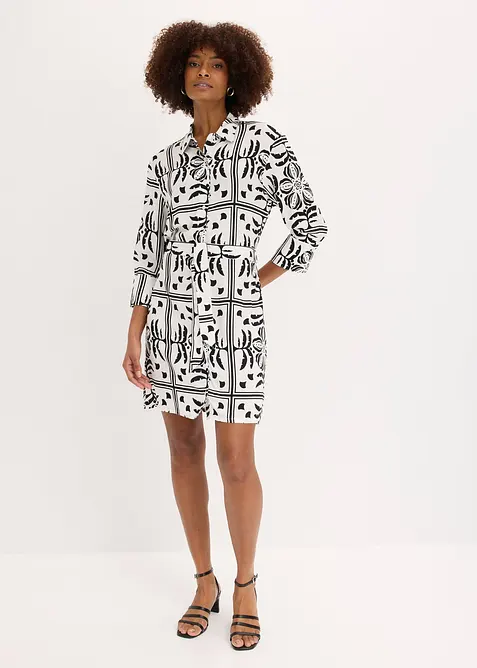 Hemdblusenkleid aus flie&szlig;ender Viskose, bonprix