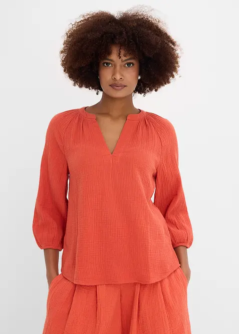 Blouse oversize en gaze de coton, bonprix