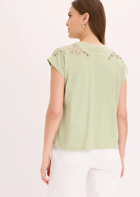 T-shirt avec d&eacute;tails au crochet, bonprix