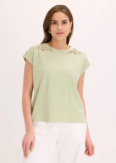 T-shirt avec d&eacute;tails au crochet, bonprix