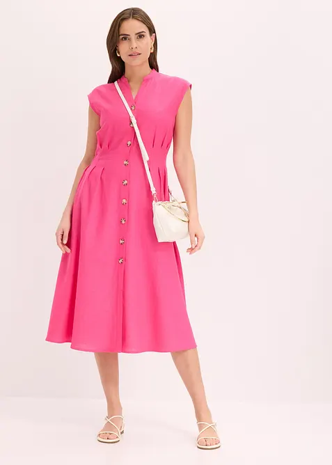 Midikleid aus leichtem Leinen-Mix, bonprix