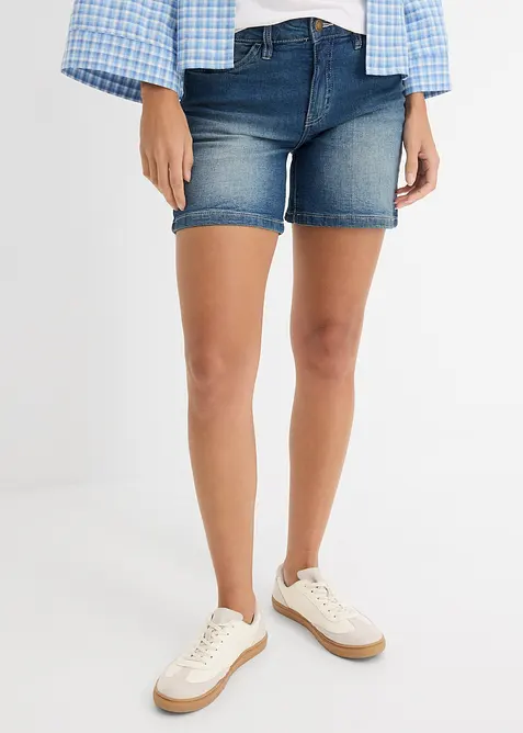 Lot de 2 shorts en jean slim, taille mi-haute, bonprix
