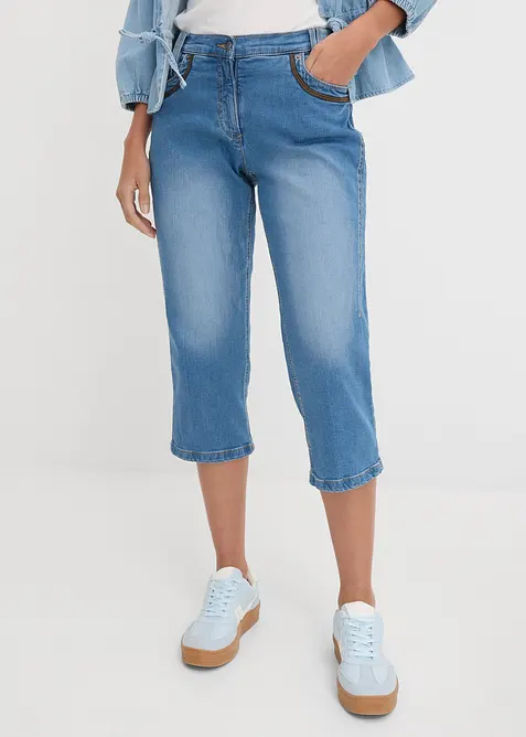 Capri Slim Fit Jeans, Mid Waist, bonprix