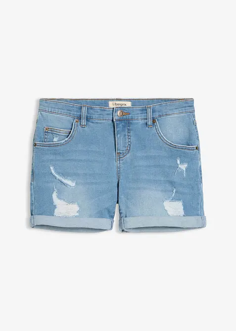 Jeansshorts Mid Waist mit Destroy- Effekten, bonprix