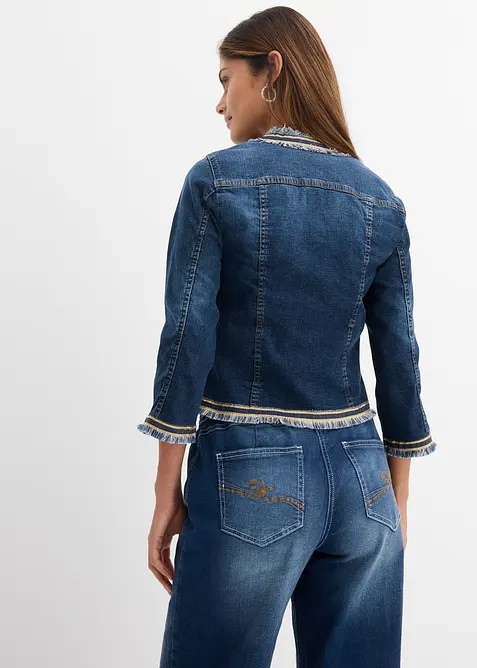 Veste en jean &agrave; franges, bonprix